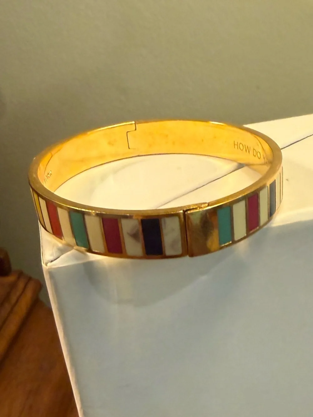 KATE SPADE How Do You Do Rainbow Stripe Bangle Bracelet Gold - Picture 7 of 8